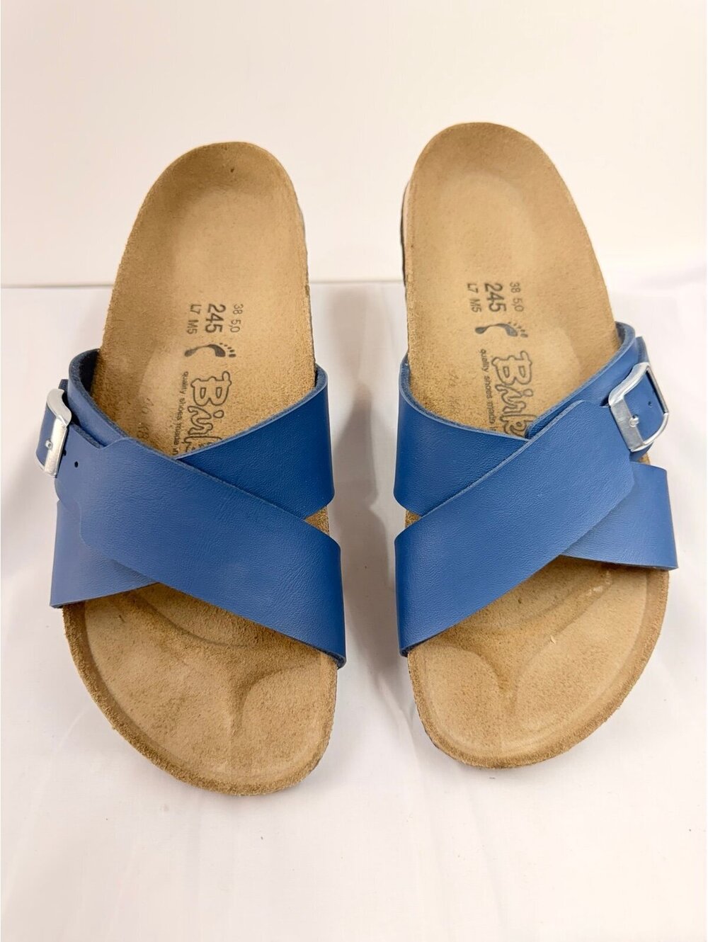 BIRKENSTOCK Madrid Blue Vegan Summer SANDALS Comfort Slides Womens Sz 38 US 7